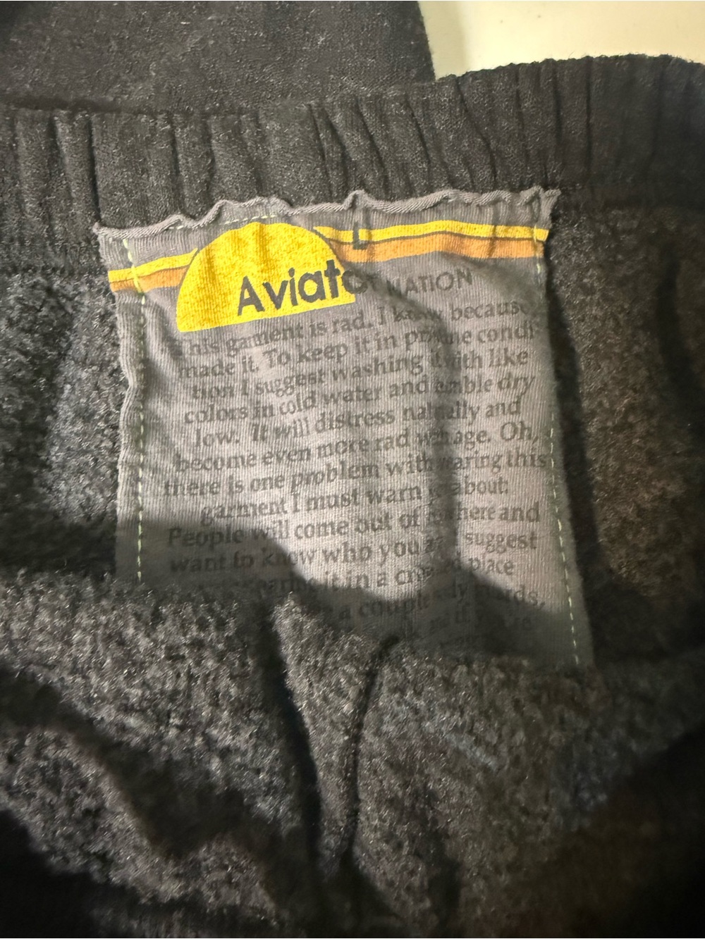 Aviator Nation Dreamland Sweatpants Charcoal Black Women’s Large‎ - READ - Picture 5 of 5